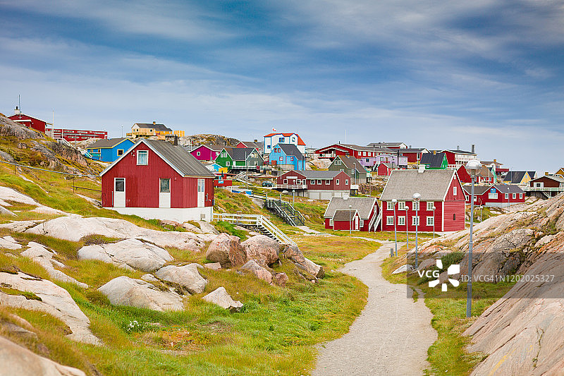 格陵兰岛伊卢利萨特多彩城镇风光图片素材
