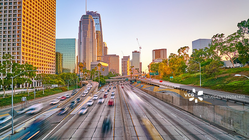日落公路：浪漫的洛杉矶图片素材