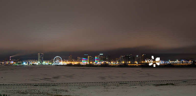俄罗斯喀山夜景航拍图片素材