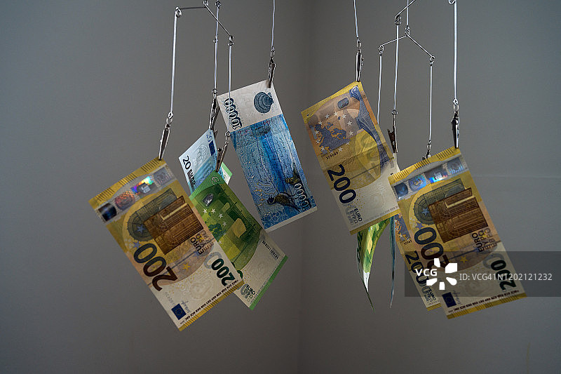 欧元和冰岛克朗纸币，冰岛雷克雅未克图片素材