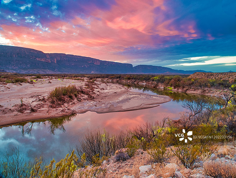 西德克萨斯州大弯国家公园的黄昏图片素材