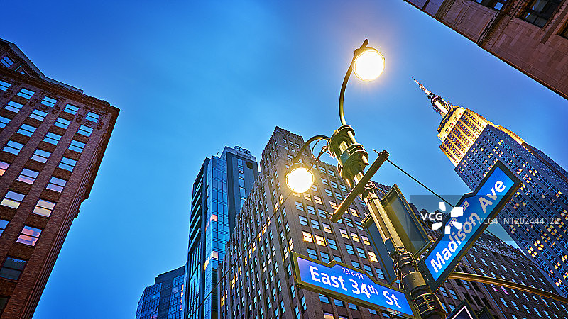 麦迪逊大道34街帝国大厦，纽约天际线图片素材