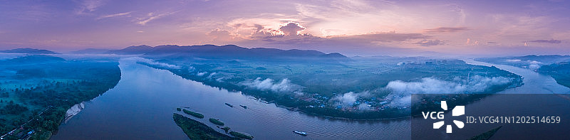 俯瞰金三角和湄公河图片素材