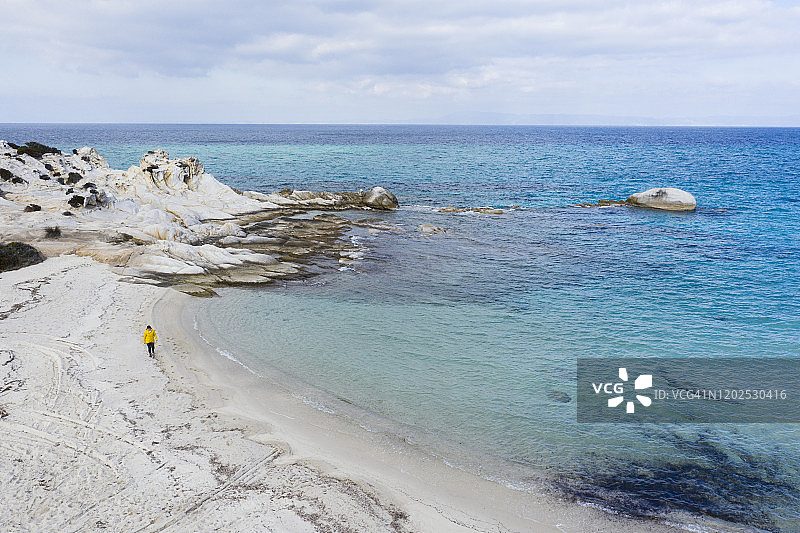 哈尔基季  -  锡索尼亚的橙色海滩图片素材