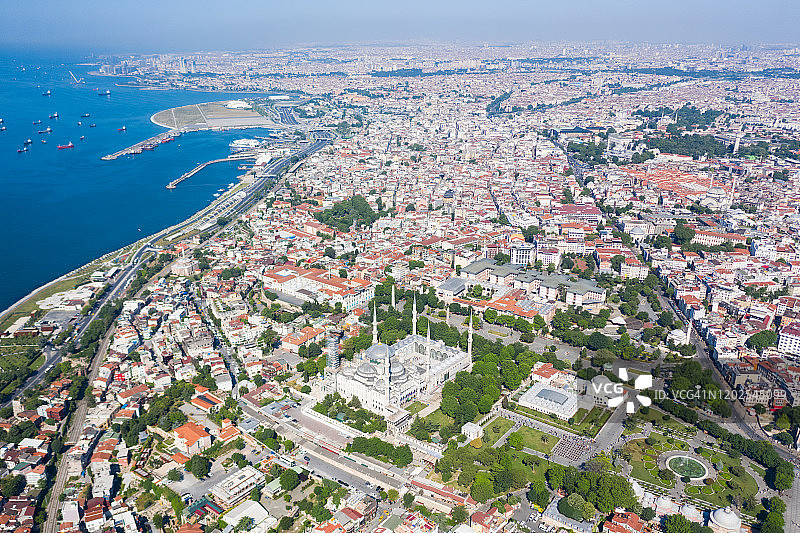 伊斯坦布尔苏丹艾哈迈德历史地标鸟瞰图图片素材