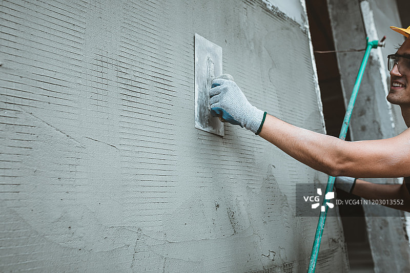 工人建造新立面图片素材