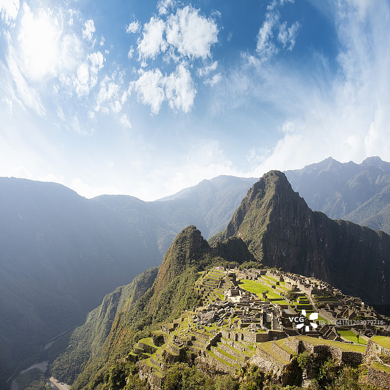 秘鲁马丘比丘和华纳比丘景色图片素材