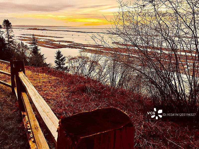 从不列颠哥伦比亚大学捐赠土地到爱奥纳海滩的日落图片素材