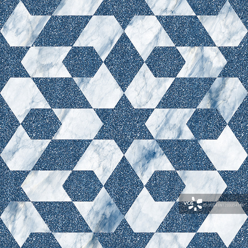 蓝色闪光花卉图案大理石纹理抽象背景图片素材