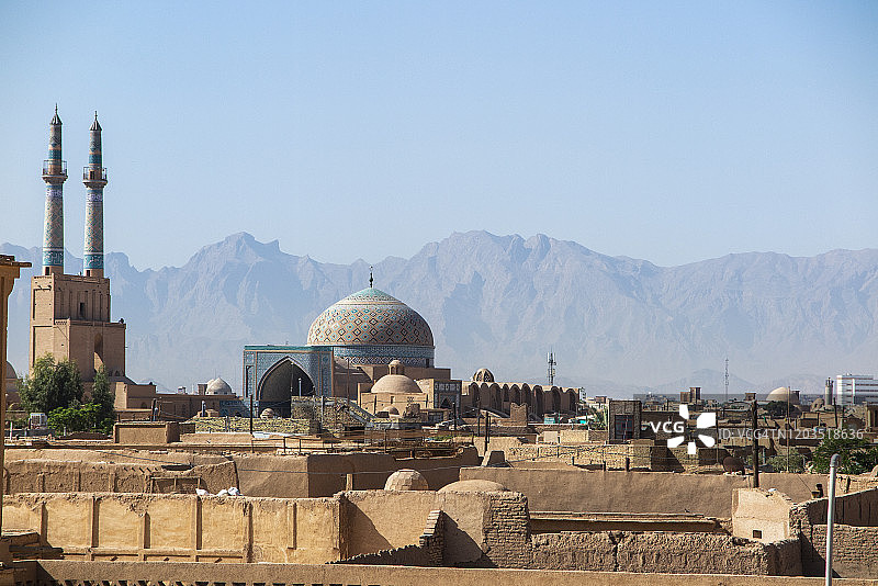 伊朗亚兹德的贾梅清真寺的迷人景色图片素材