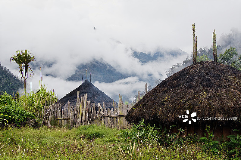 巴列姆山谷的Hona房屋 - 西巴布亚图片素材