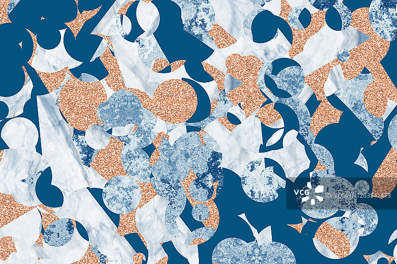 蓝色金色大理石扭曲几何形状纹理背景图片素材