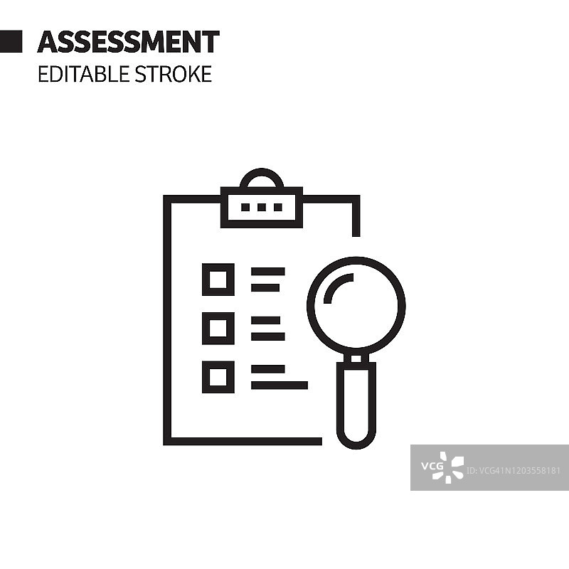 评估线条图标，轮廓矢量符号图示，像素完美，可编辑笔画图片素材
