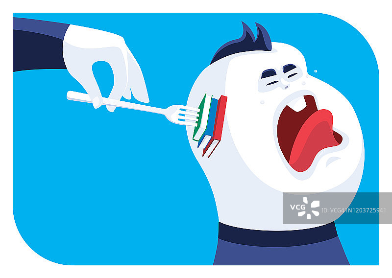 大手喂书给哭泣的婴儿图片素材