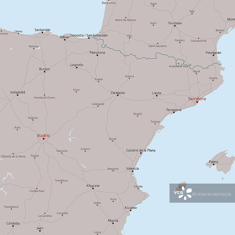 马德里巴塞罗那旅行矢量地图图片素材