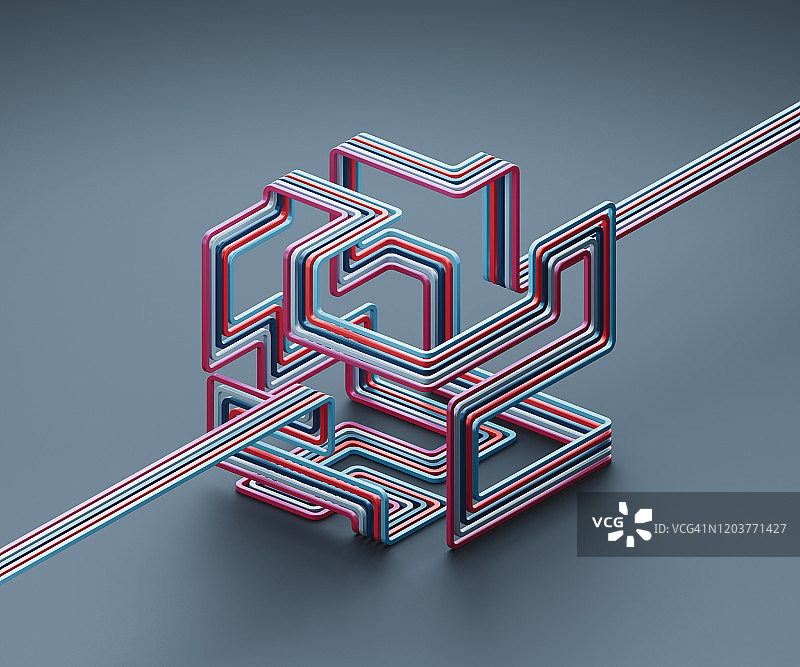 多管道组成的立方体图片素材