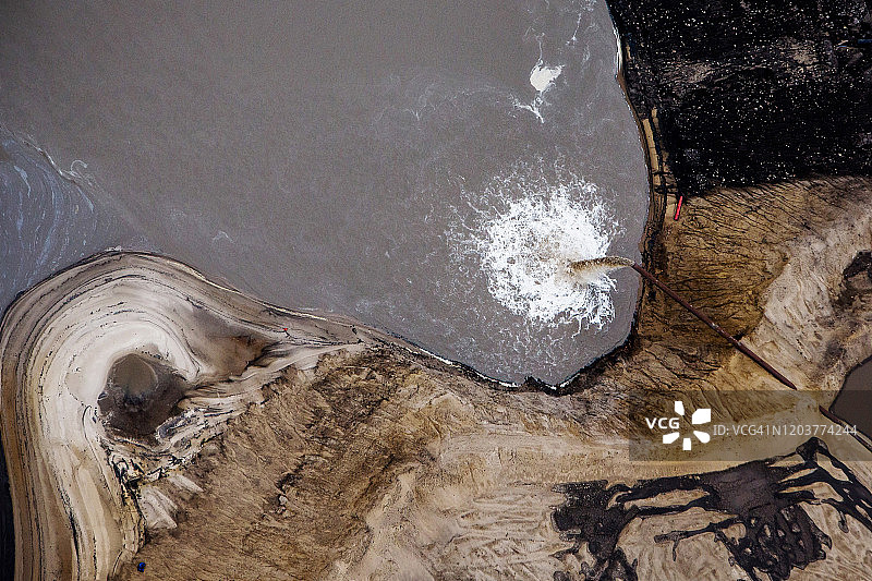 尾矿 pond 鸟瞰图片素材