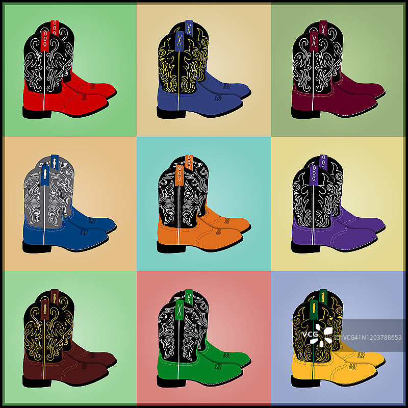九款德克萨斯牛仔套索靴图片素材