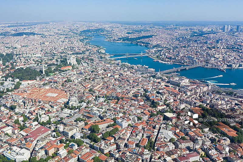 伊斯坦布尔苏丹艾哈迈德历史地标鸟瞰图图片素材