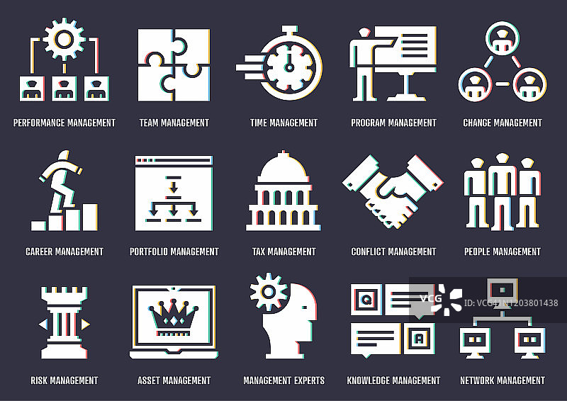 管理与沟通偏移设计矢量图标包图片素材