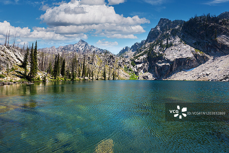 爱达荷州锯齿荒野山脉小溪湖泊夏日风光图片素材