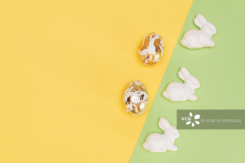 复活节兔子纸质礼品蛋包装DIY创意。极简复活节概念图片素材