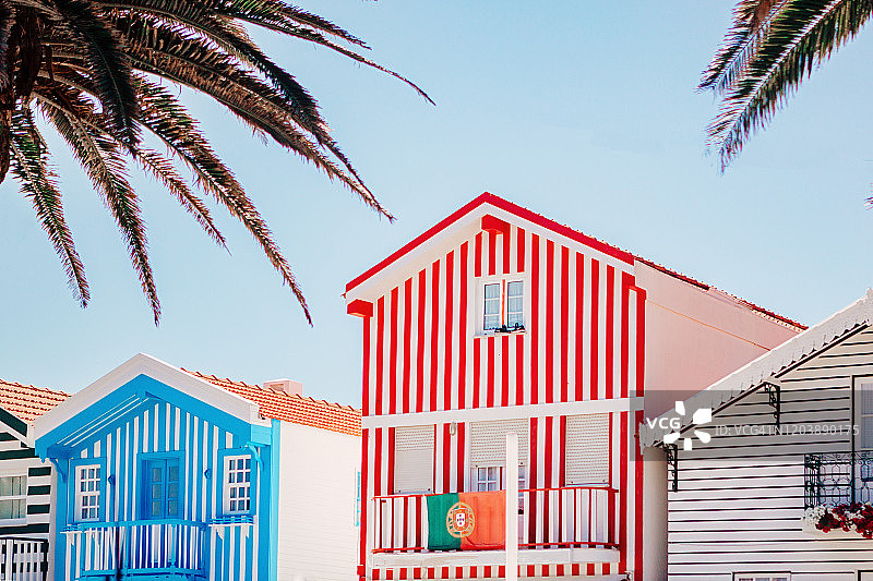 葡萄牙科斯塔新星阿威罗美丽的葡萄牙彩色建筑图片素材