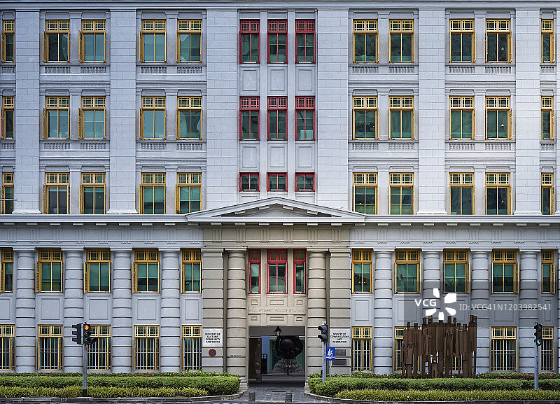 新加坡克拉码头的山街警察局夜景图片素材