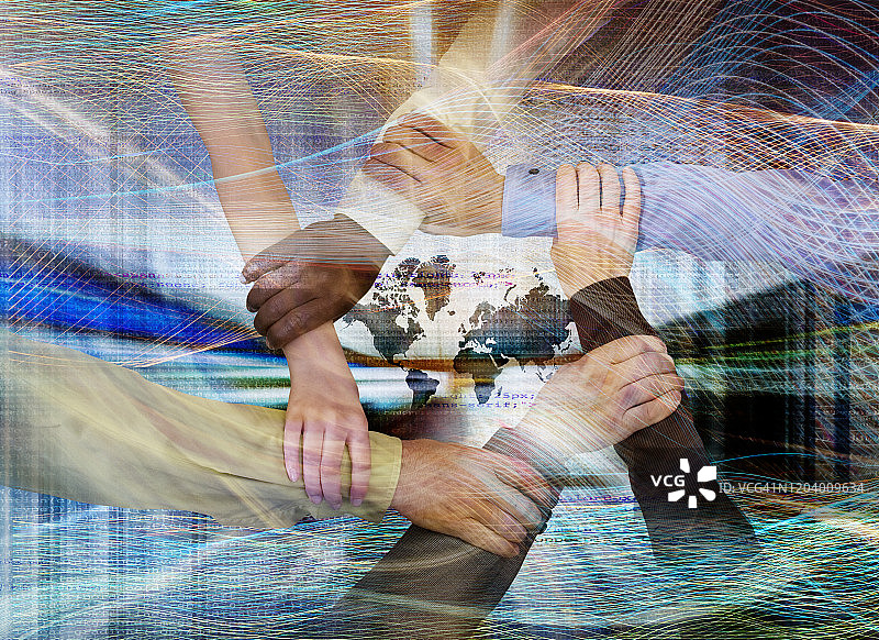 全球团队合作连接图片素材