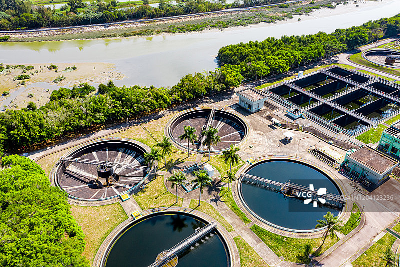 污水处理厂高角度景观图片素材