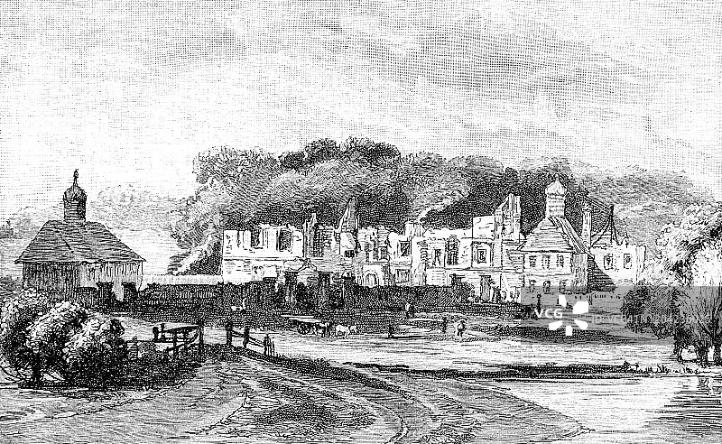 赫特福德郡的老布莱克斯韦尔庄园（出自1886年《英国图画杂志》）图片素材