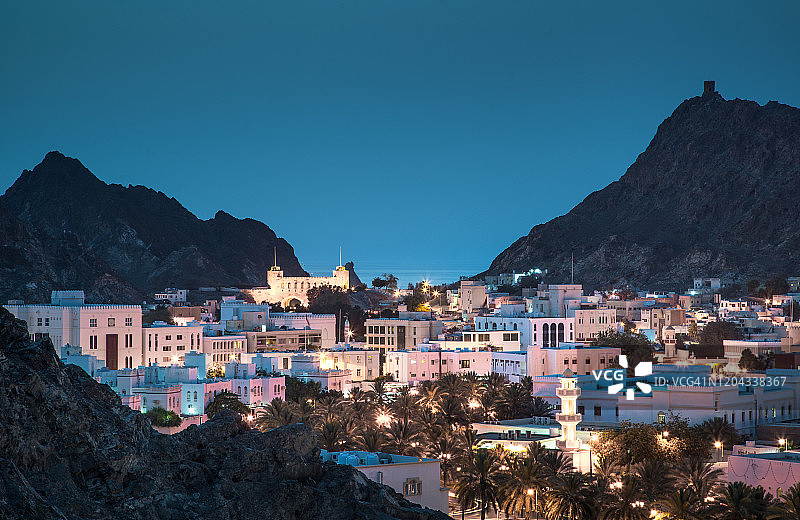 阿曼马斯喀特老城全景照片图片素材