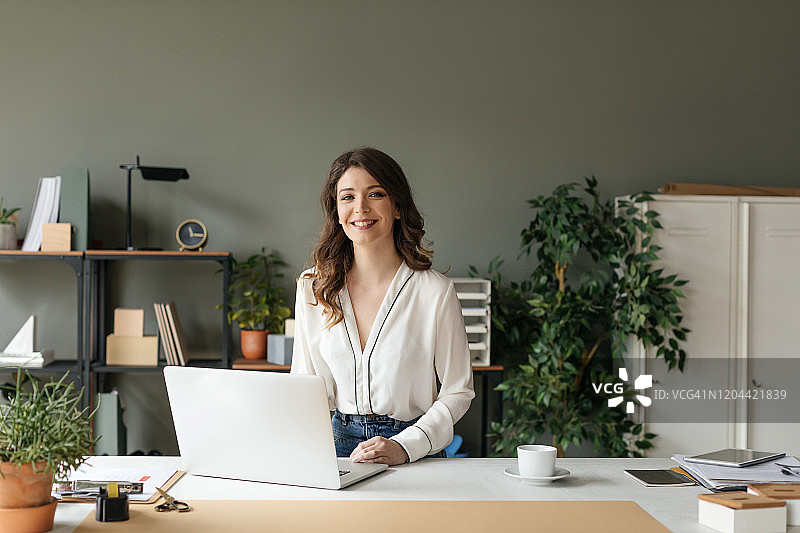 微笑的女商人肖像照图片素材