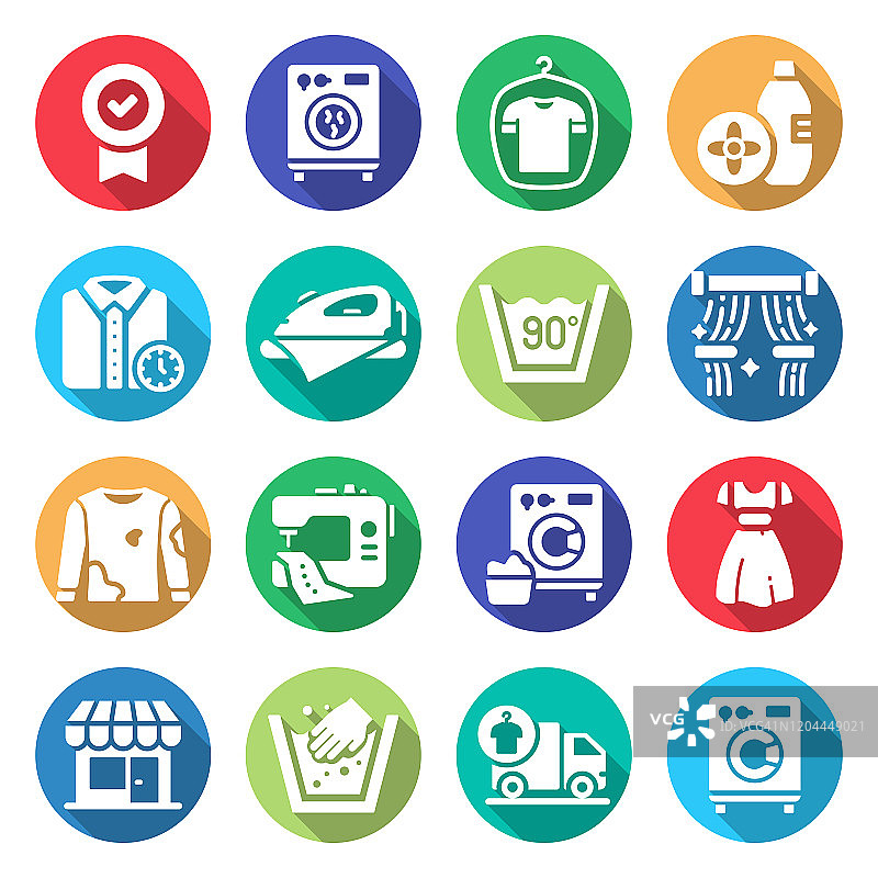 洗衣和干洗相关矢量图标合集图片素材