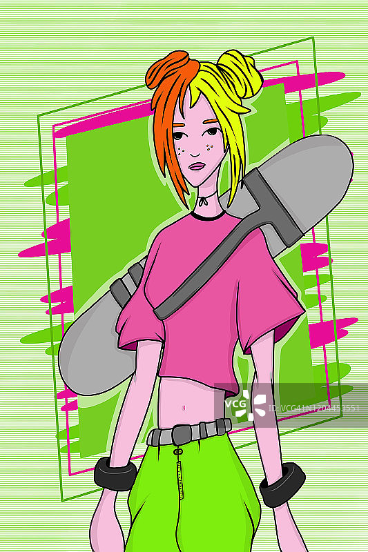 玩滑板的女孩图片素材