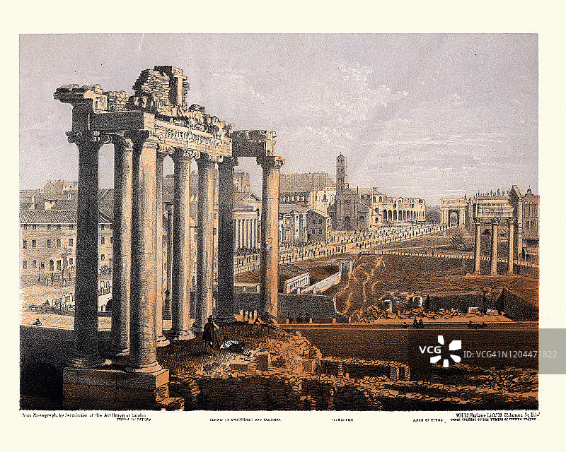 古罗马遗址：萨图恩神庙和罗马斗兽场图片素材