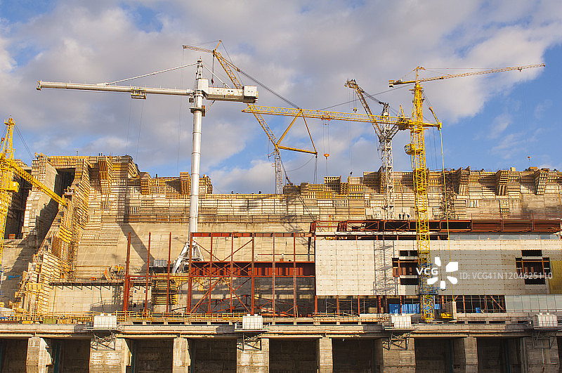 水电站的水坝建设图片素材