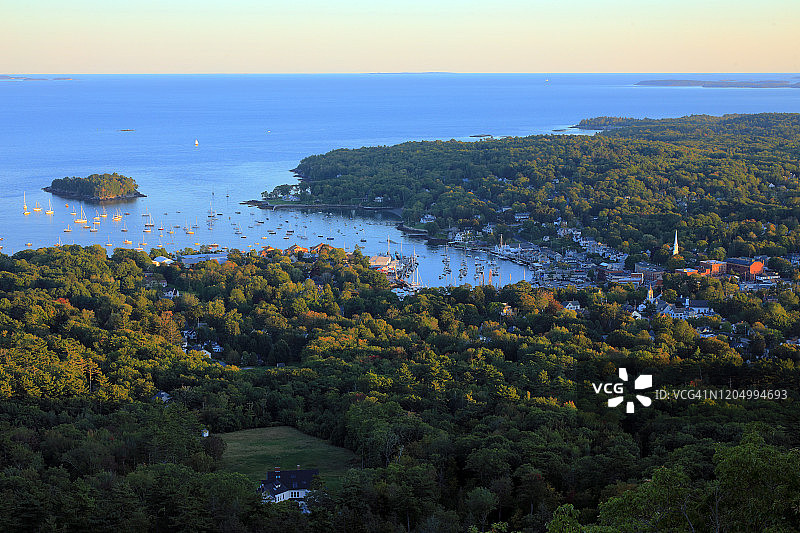 被森林环绕的大西洋海湾的鸟瞰图图片素材