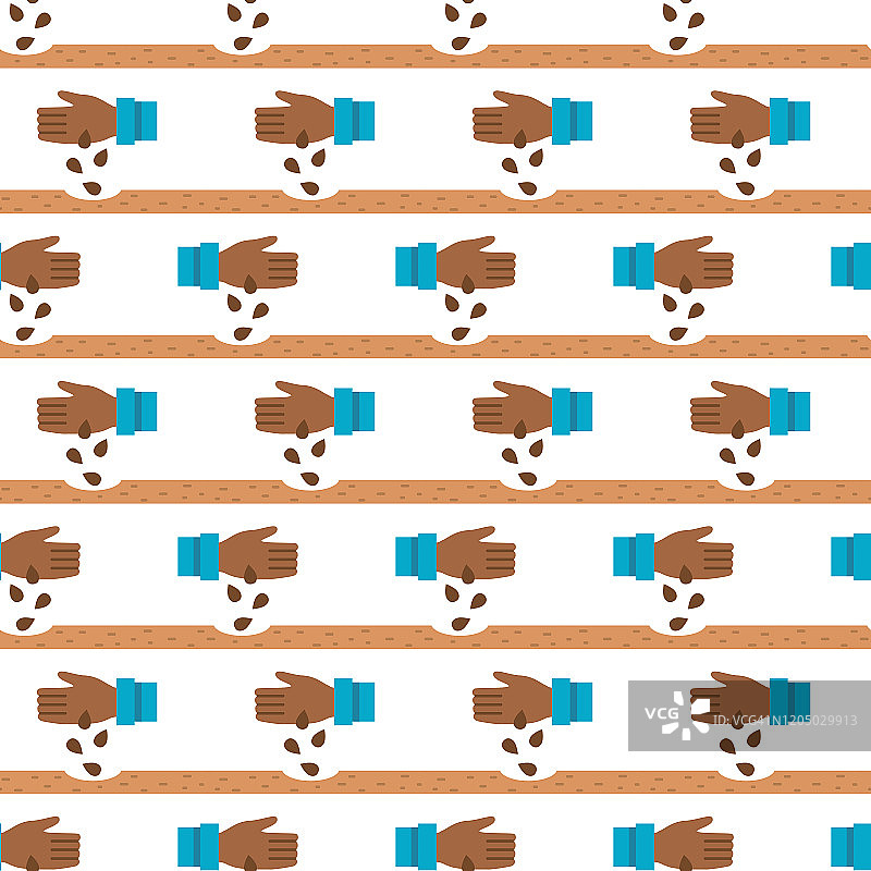 园艺图标无缝图案、手播种子图片素材