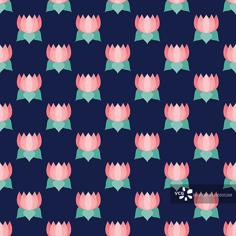 睡莲花朵图标无缝图案图片素材