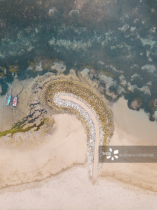 印度尼西亚巴厘岛沙努尔海滩航拍图片素材
