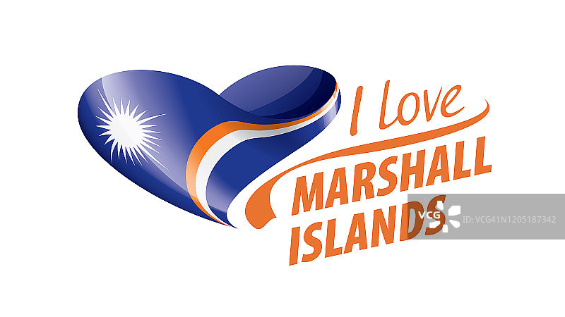 心形马绍尔群岛国旗和“我爱马绍尔群岛”字样。矢量图图片素材