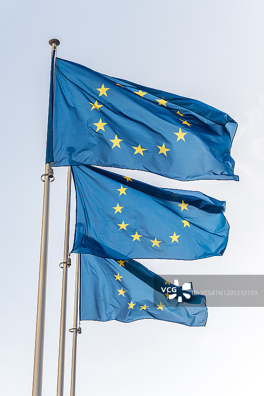 贝雷蒙大厦前的欧盟旗帜图片素材
