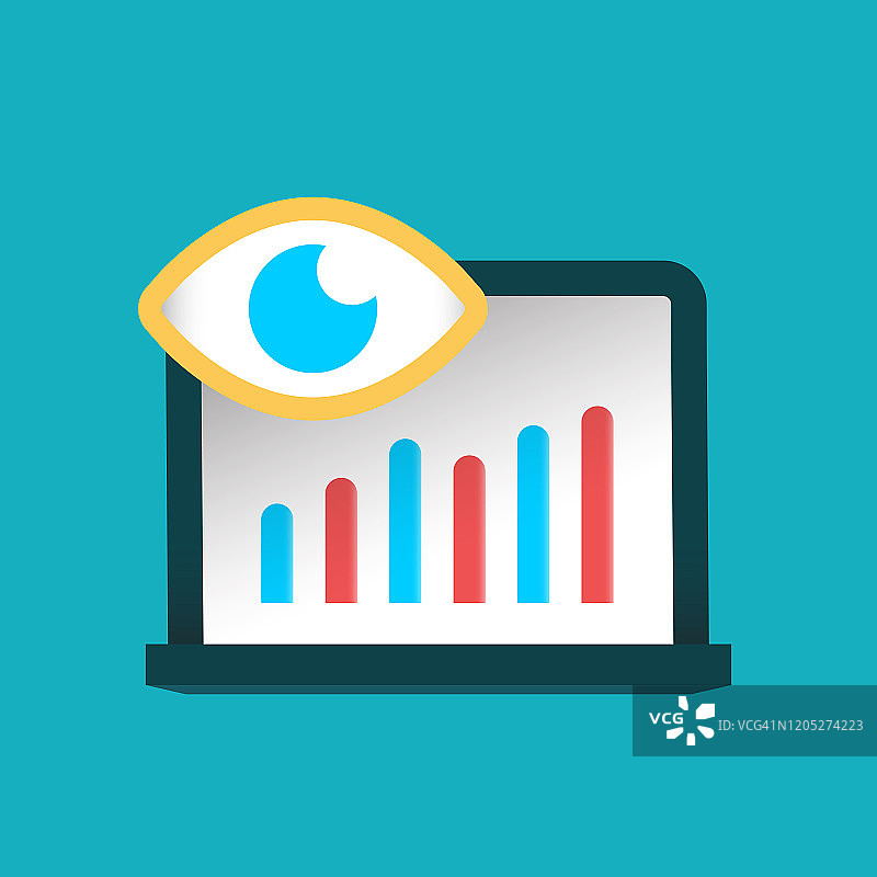统计监控扁平图标。扁平矢量图设计元素图片素材