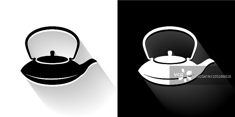 带长阴影的黑白茶壶图标图片素材