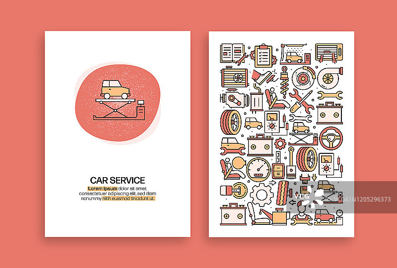 汽车服务相关设计：宣传册、封面、宣传单和年报的现代矢量模板图片素材