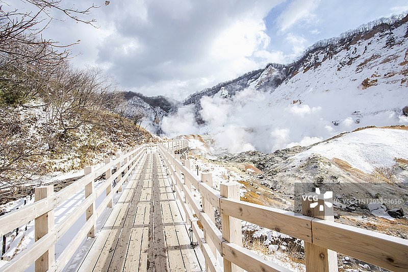 冬季的日本北海道登别地狱谷图片素材