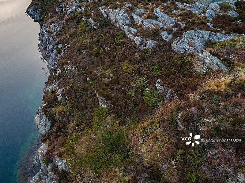 岛屿崎岖海岸线航拍图片素材