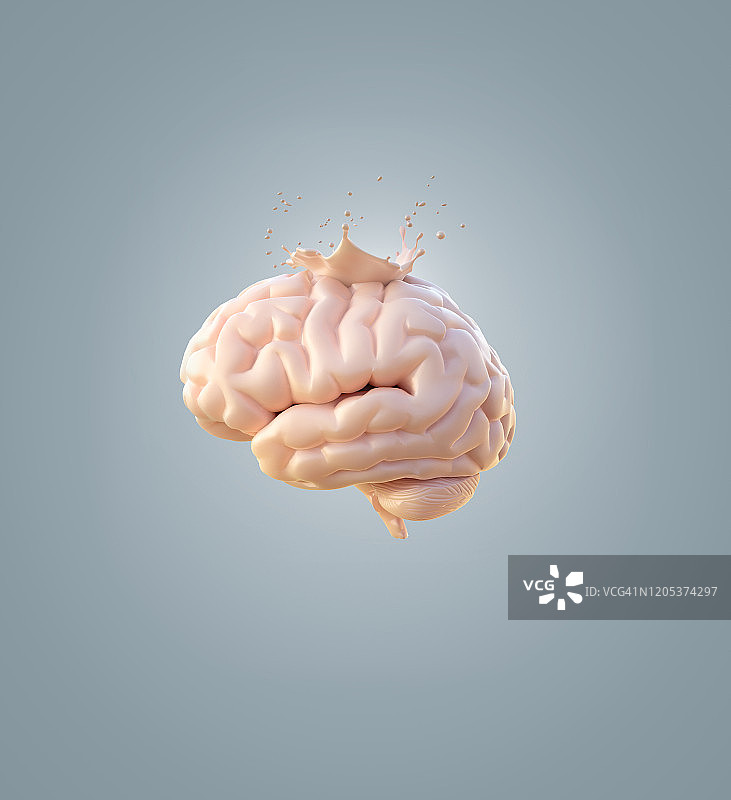带有飞溅效果的大脑图片素材