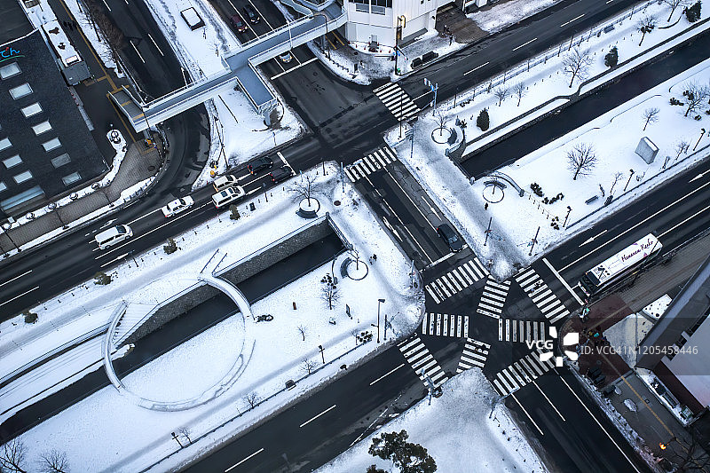 日本北海道札幌冬季地标俯瞰美景图片素材